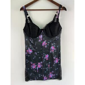 Victoria's Secret Sexy Lightly Lined Floral Lace Back Babydoll Black Sz XL NWT